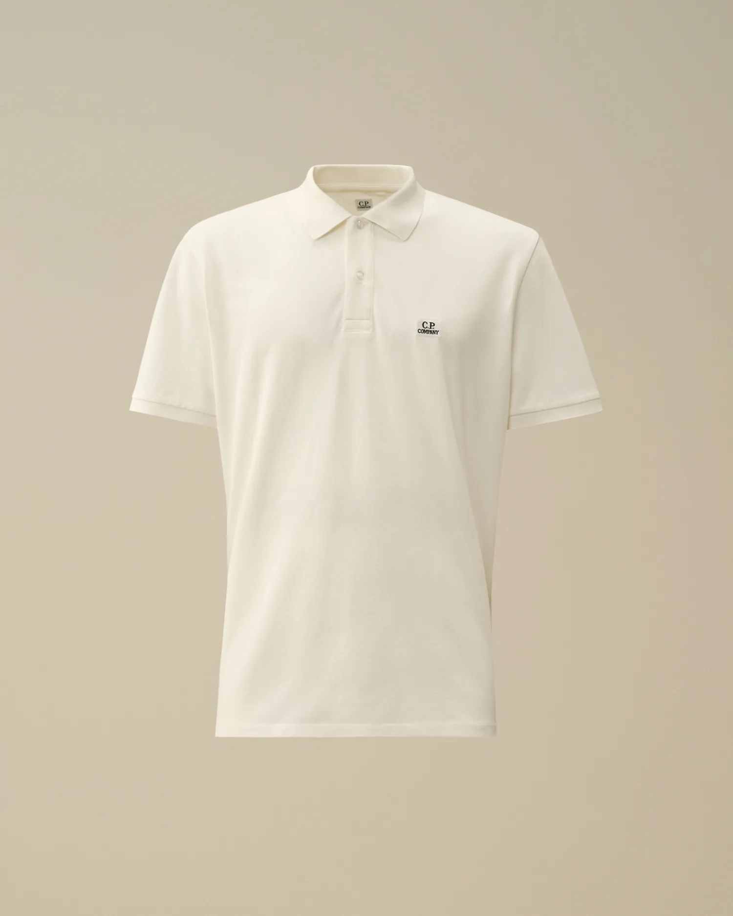 C.P. Company T-shirts & Polo>Stretch Piquet Logo Polo Gauze White