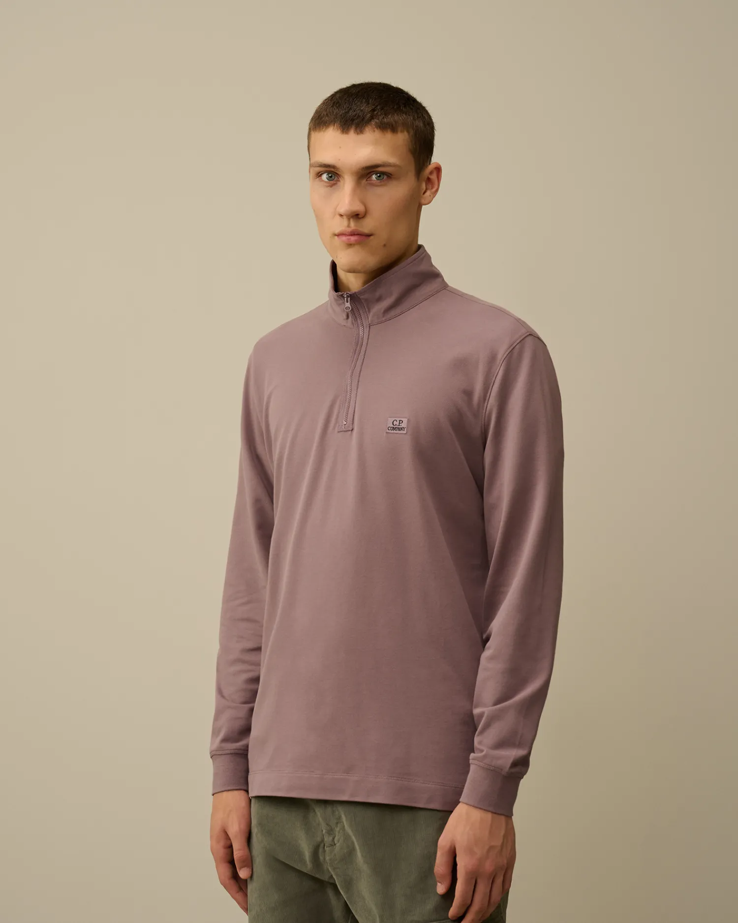 C.P. Company T-shirts & Polo>Stretch Piquet Longsleeve Zipped Polo Purple Dove