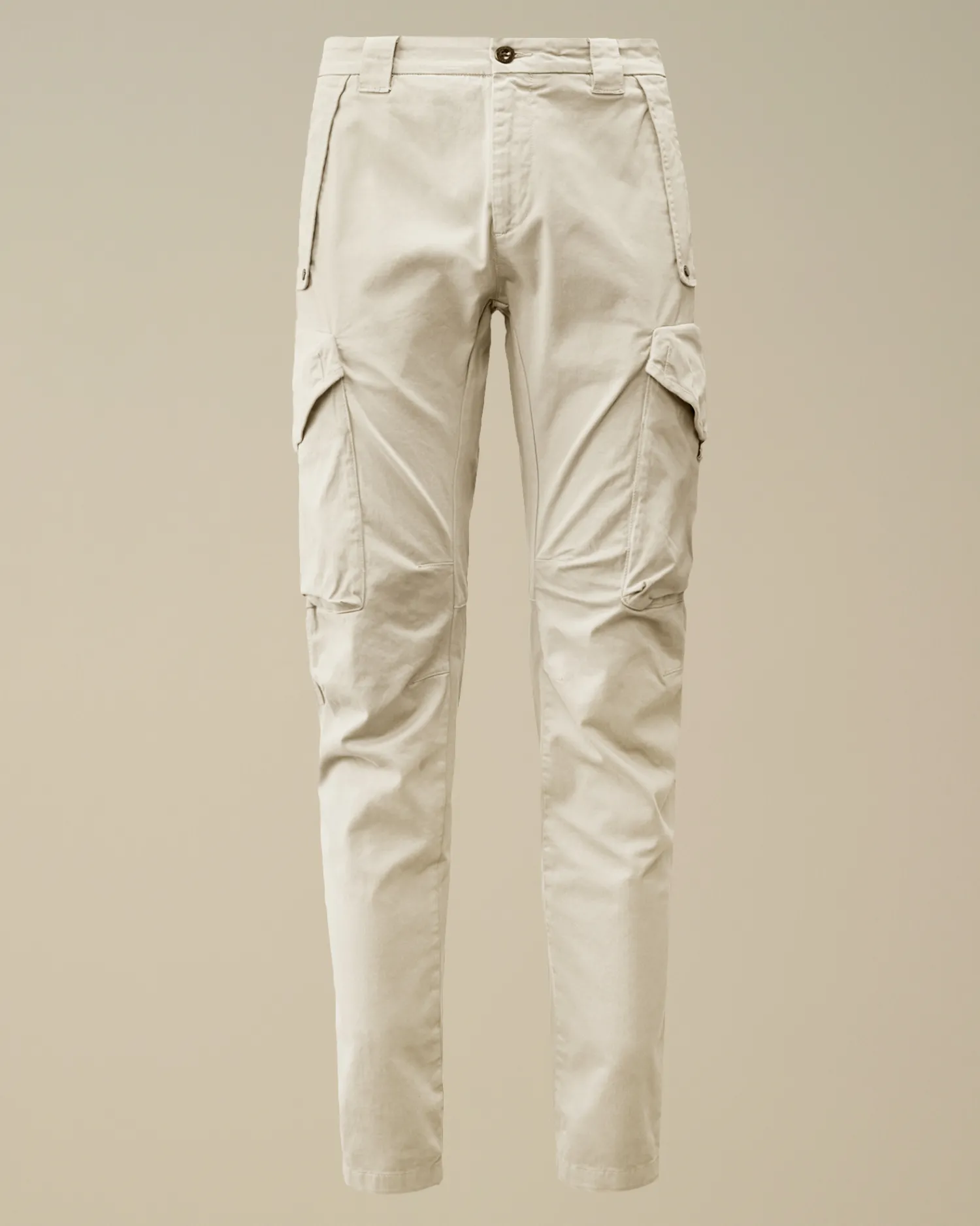 C.P. Company Pantaloni>Stretch Sateen Ergonomic Lens Cargo Pants Gauze White