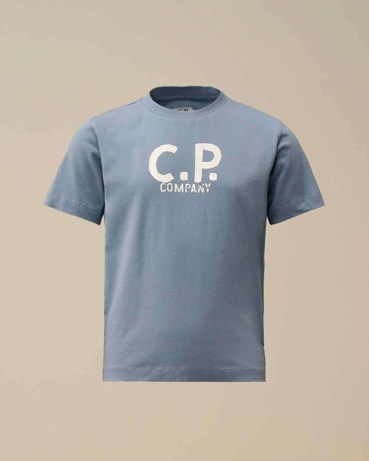 C.P. Company Abbigliamento 10-14 Anni>U16 Cotton Jersey 30/1 Printed Logo T-Shirt Flint Stone – Blue