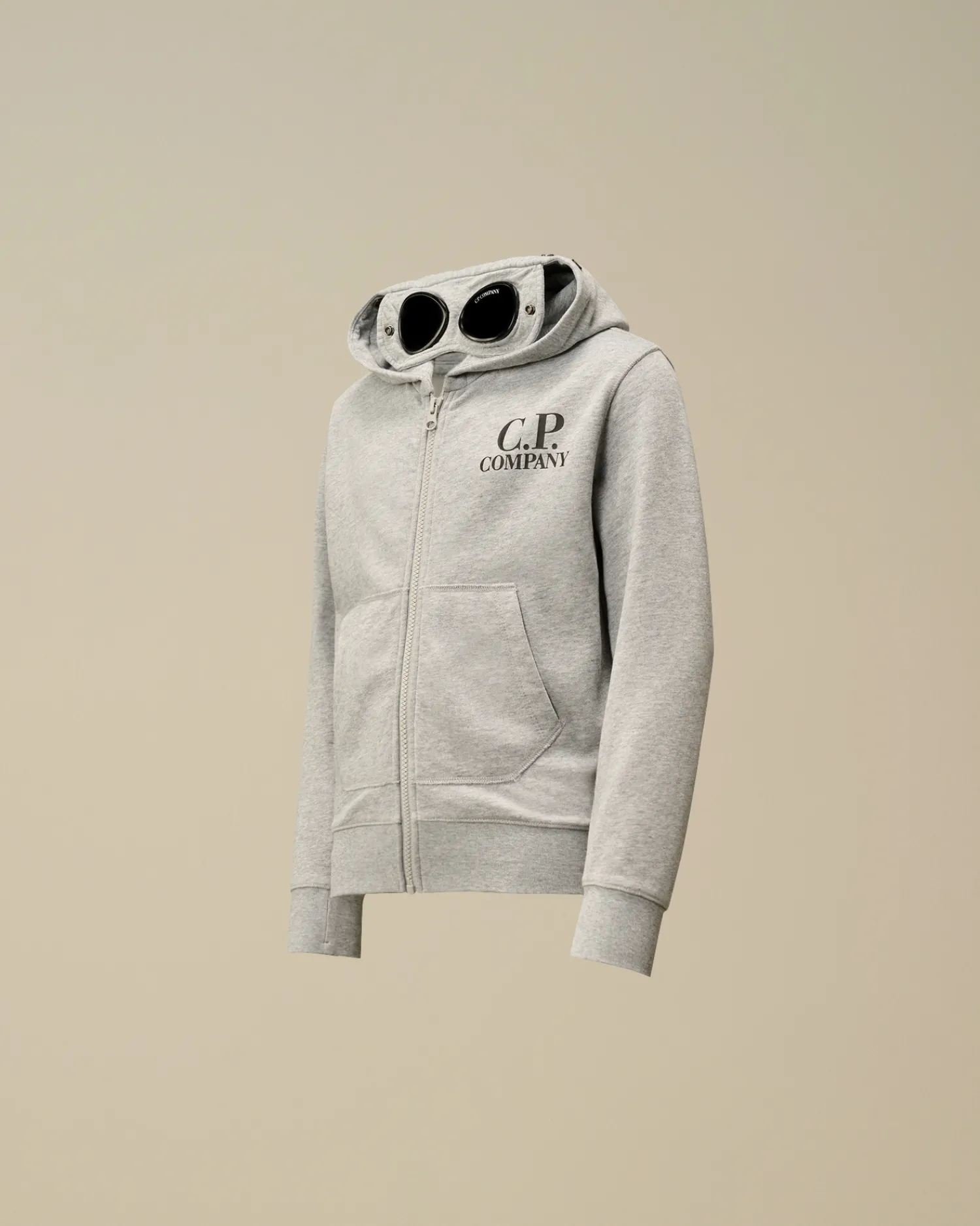 C.P. Company Abbigliamento 4-8 Anni>U16 Diagonal Fleece Goggle Zipped Hooded Sweatshirt Grey Melange