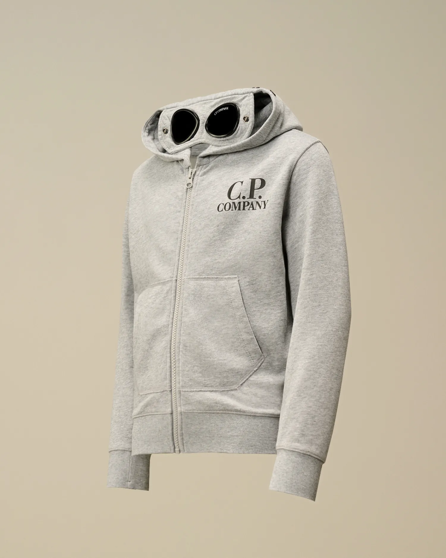 C.P. Company Abbigliamento 10-14 Anni>U16 Diagonal Fleece Goggle Zipped Hooded Sweatshirt Grey Melange