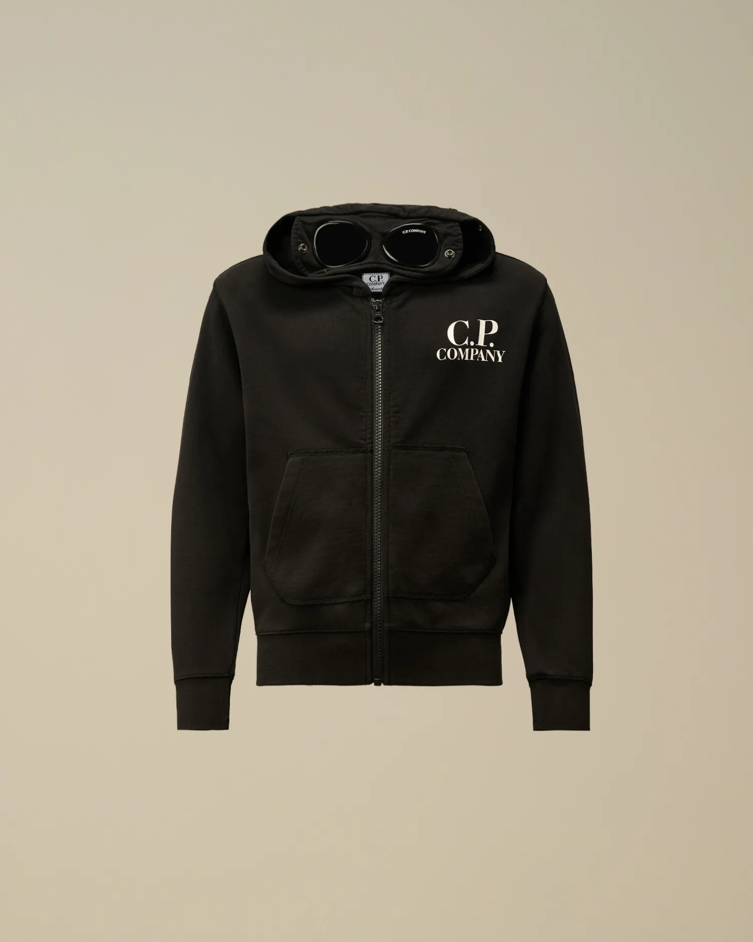 C.P. Company Abbigliamento 4-8 Anni>U16 Diagonal Fleece Goggle Zipped Hooded Sweatshirt Black