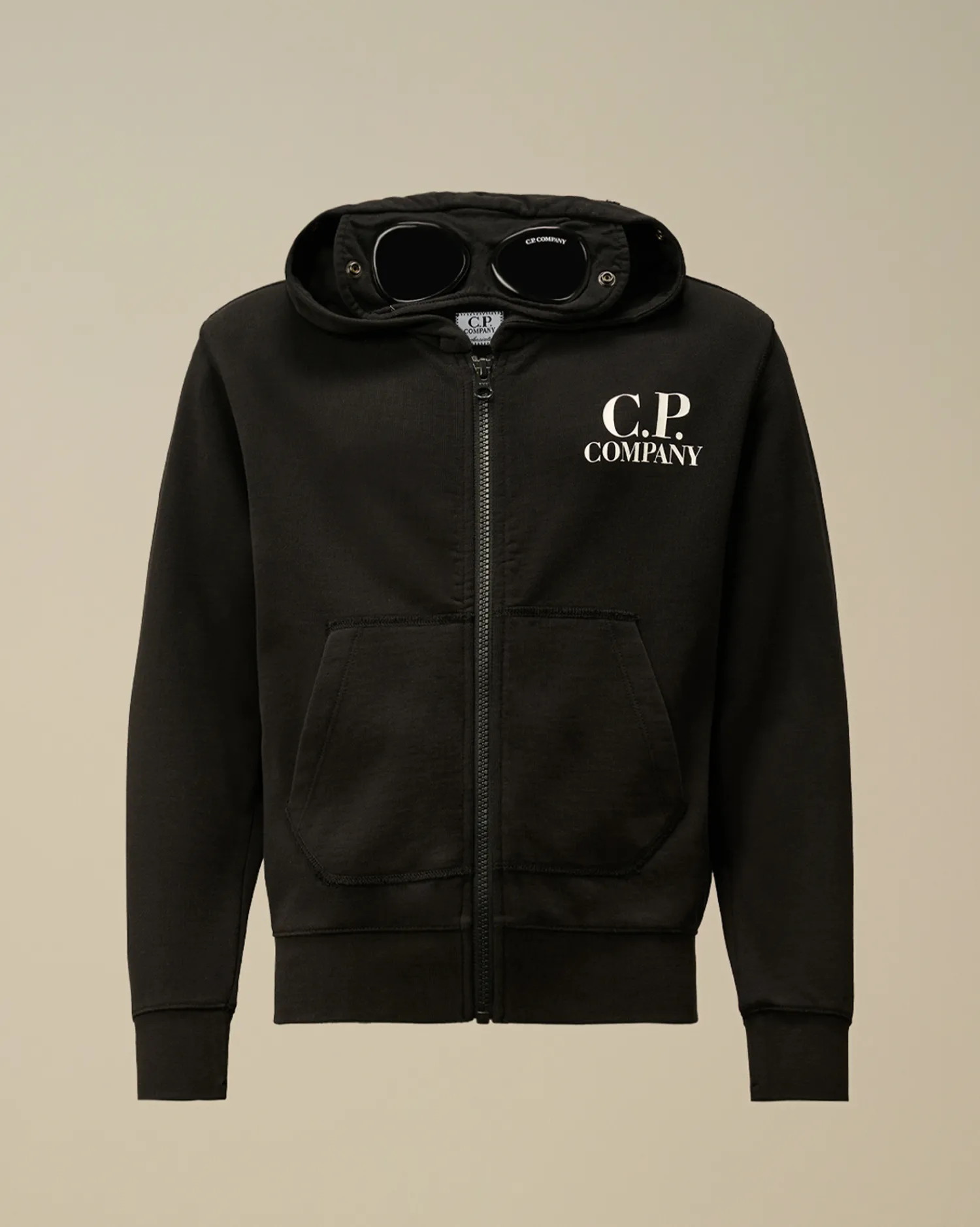 C.P. Company Abbigliamento 10-14 Anni>U16 Diagonal Fleece Goggle Zipped Hooded Sweatshirt Black