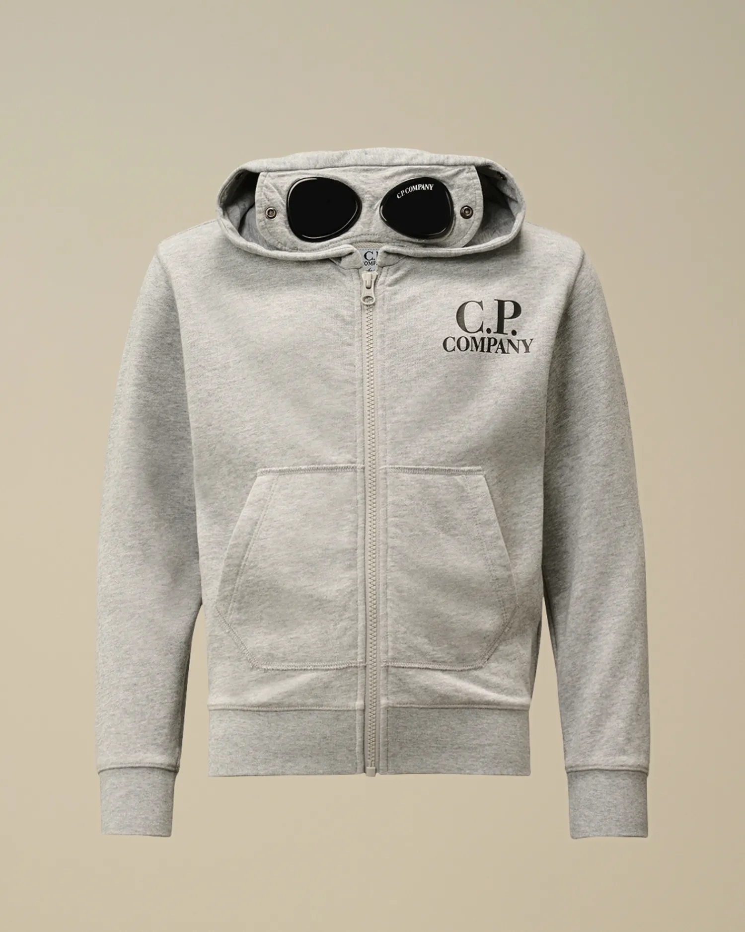 C.P. Company Abbigliamento 10-14 Anni>U16 Diagonal Fleece Goggle Zipped Hooded Sweatshirt Grey Melange