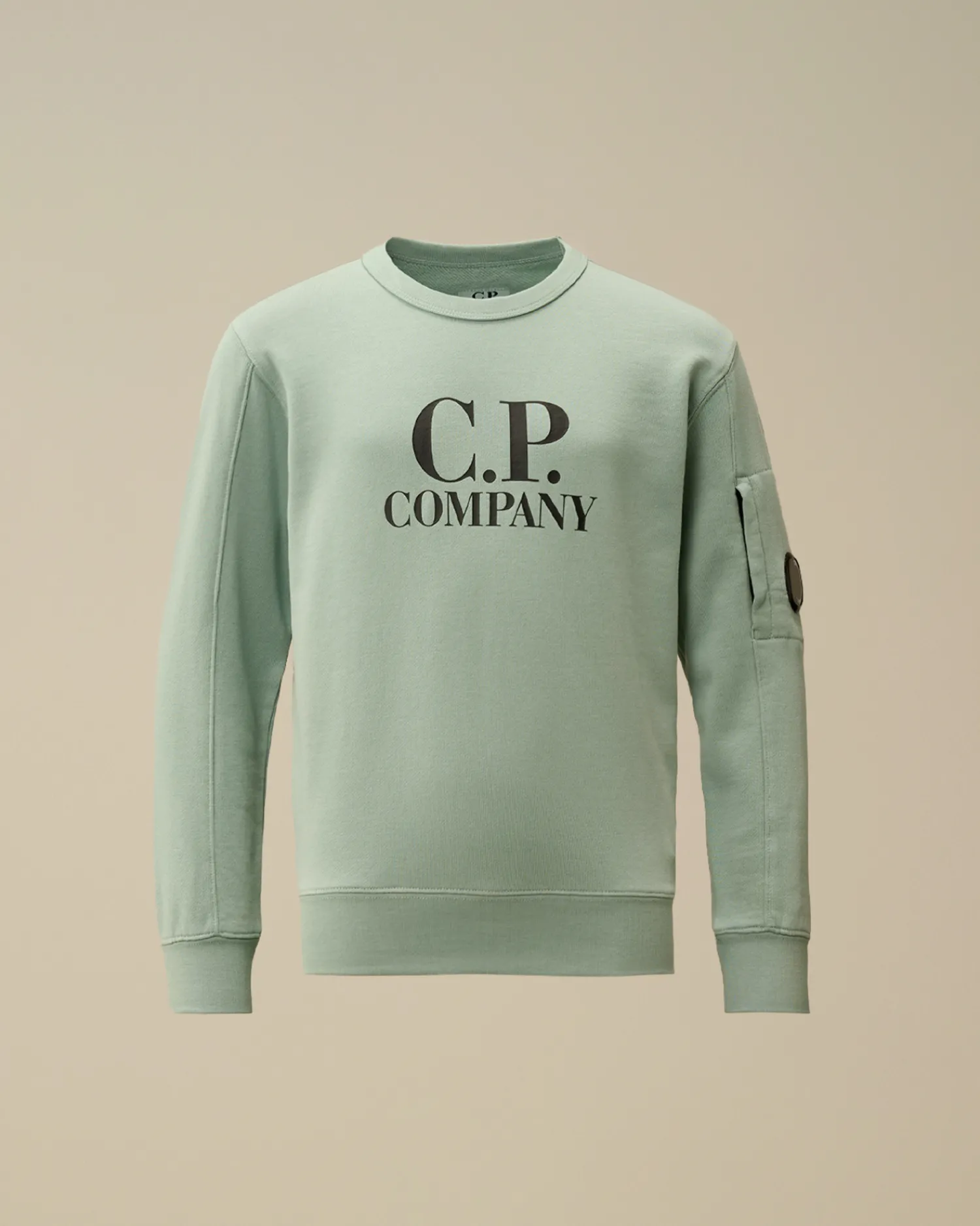 C.P. Company Abbigliamento 10-14 Anni>U16 Diagonal Fleece Logo Crew Neck Sweatshirt Chinois Green