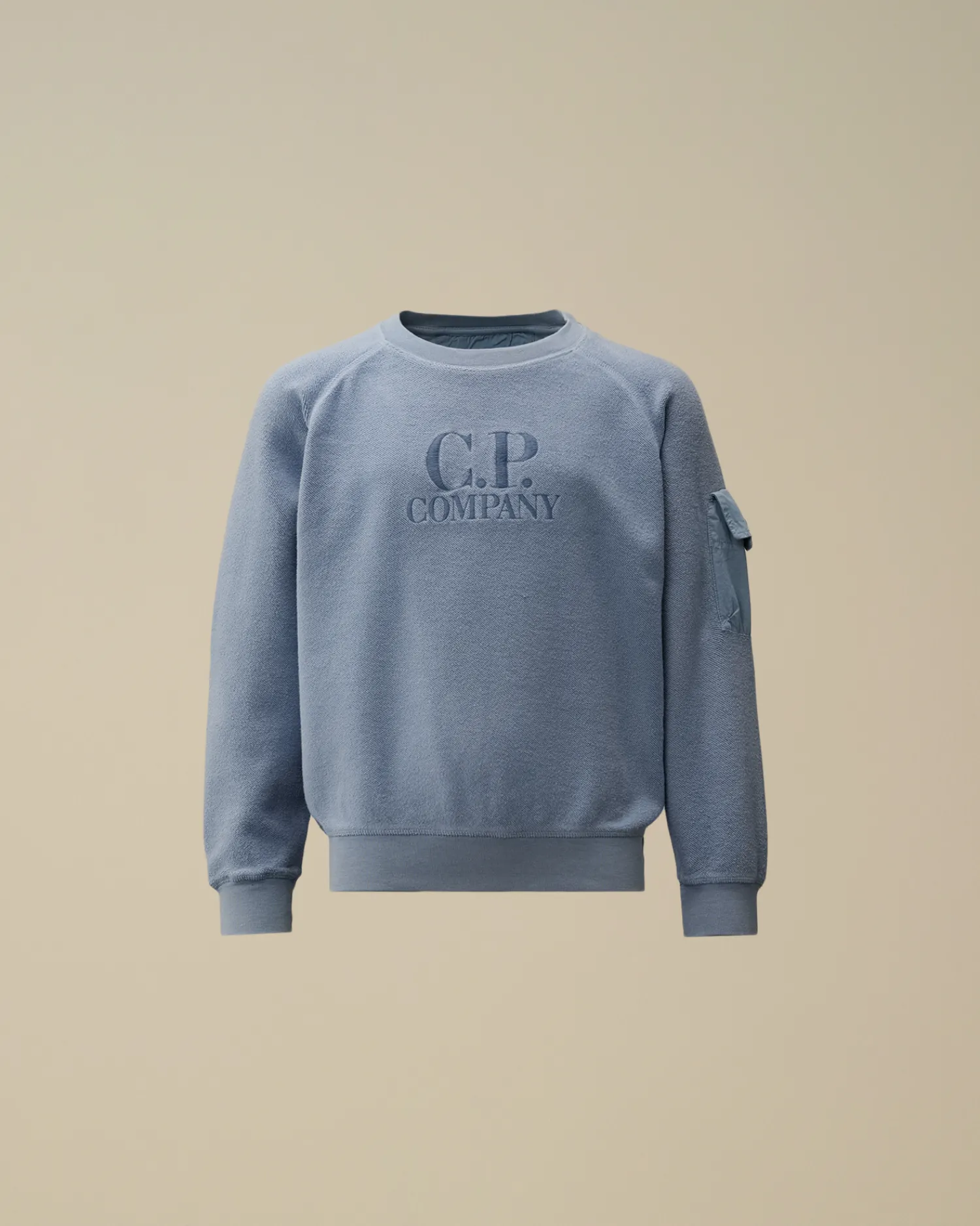 C.P. Company Abbigliamento 4-8 Anni>U16 Diagonal Fleece Mixed Boxy Crew Neck Sweatshirt Flint Stone – Blue