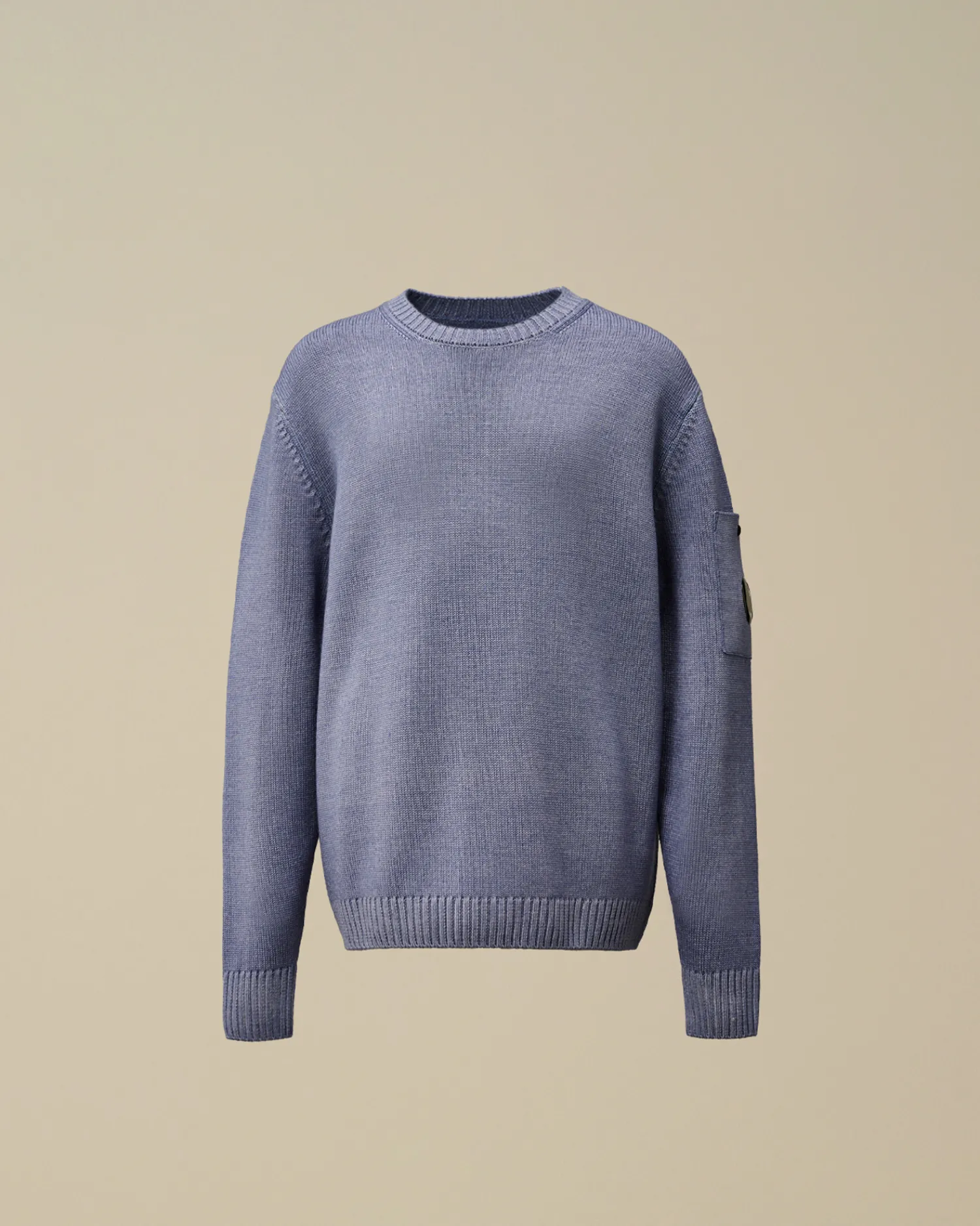 C.P. Company Abbigliamento 10-14 Anni>U16 Fast Dyed Merino Wool 7 Gauge Crew Neck Knit Flint Stone – Blue